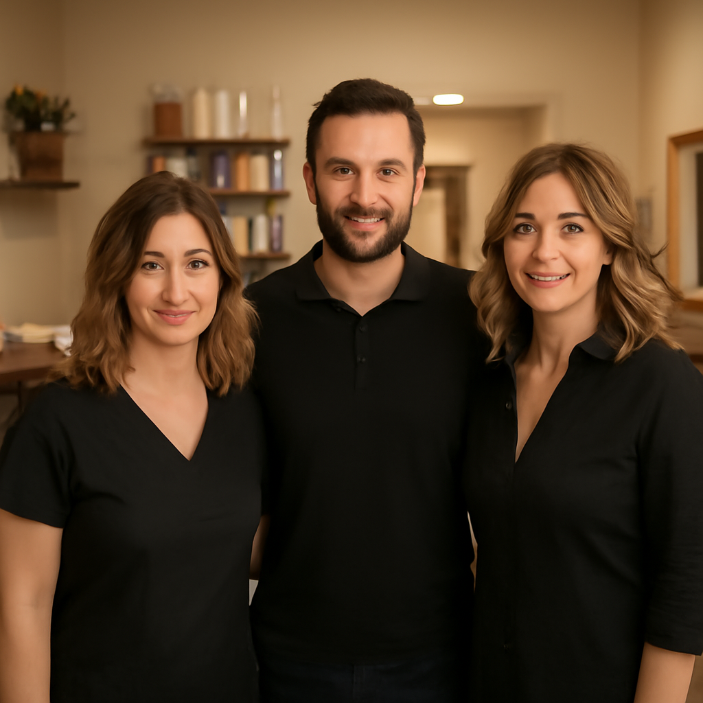 Interior view of modern hair and beauty salon with professional staff